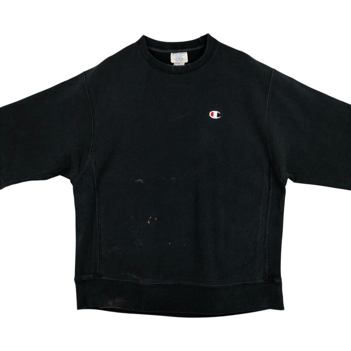 Champion REVERSE WEAVE Reverse Weave One Point Logo Sweatshirt Trainer Men's L size cotton black type Vintage Second Hand