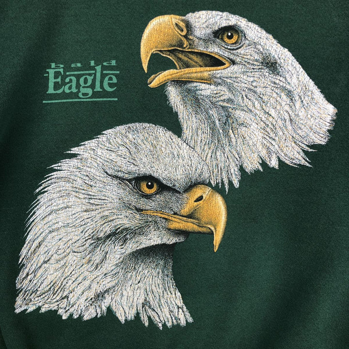 90'S SANTEE Eagle Pattern Animal Sweatshirt, Made in USA, Men's Size L (approx.), Vintage polyester Green type dark green Vintage Second Hand