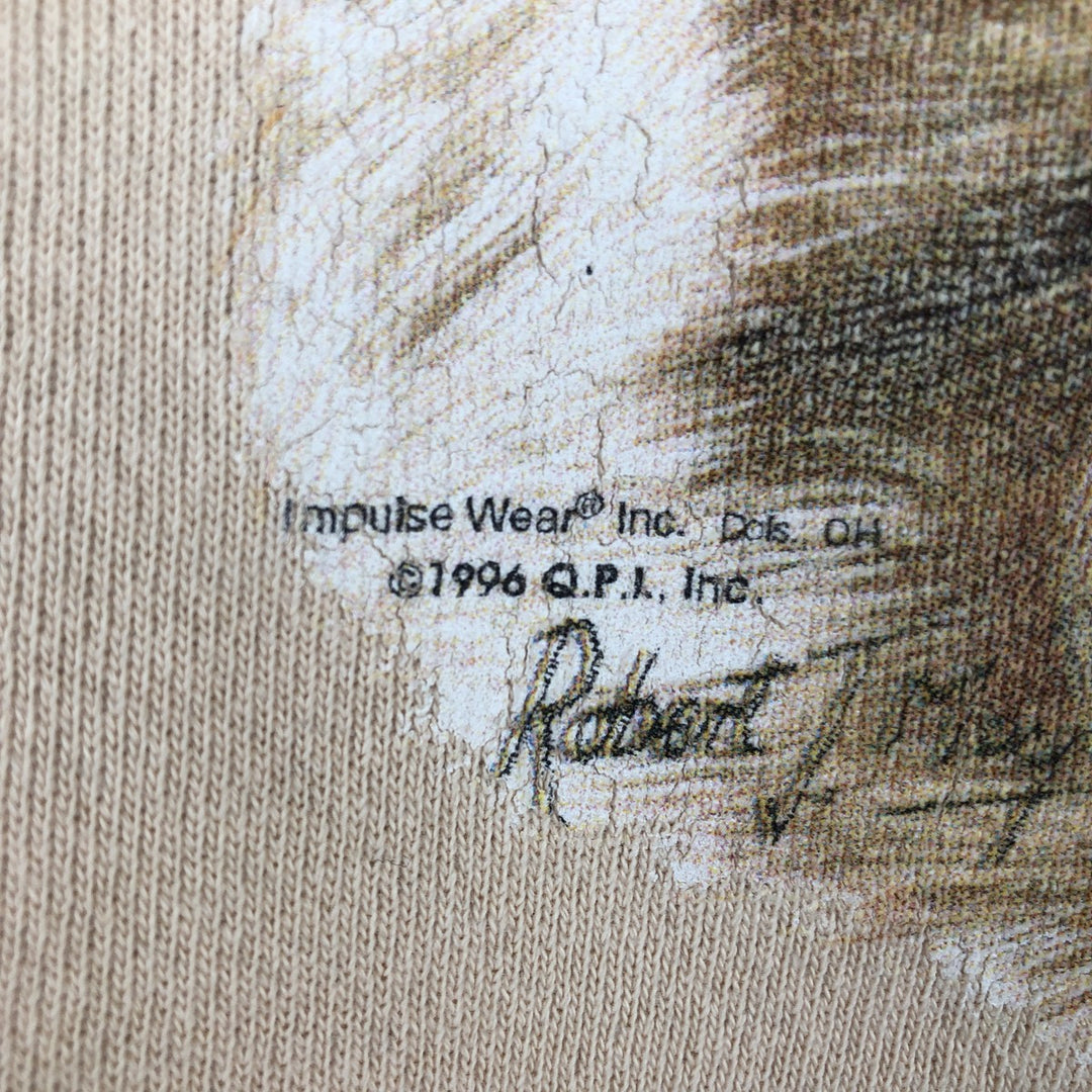 90'S Cotton Deluxe Fleece Brittany Spaniel Dog Print Animal Sweatshirt, Made in USA, Men's Size M (approx.) cotton Beige type Vintage Second Hand