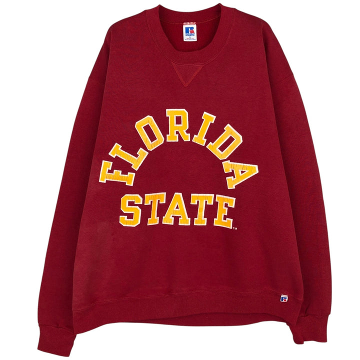 80s-90'S Russell College Sweatshirt, Made in USA, Men's XL, Vintage polyester red type Vintage Second Hand