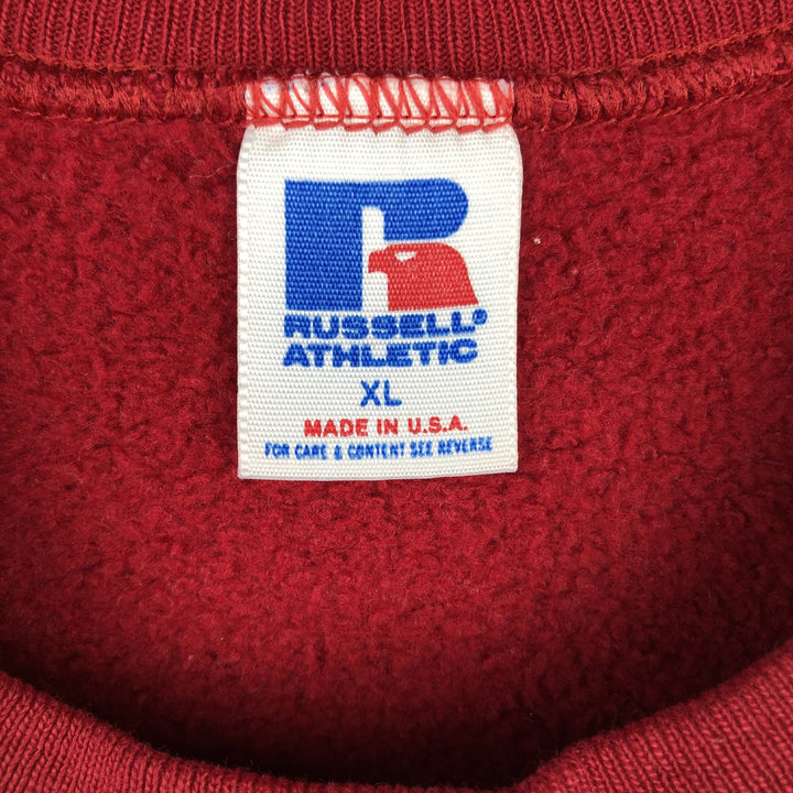 80s-90'S Russell College Sweatshirt, Made in USA, Men's XL, Vintage polyester red type Vintage Second Hand
