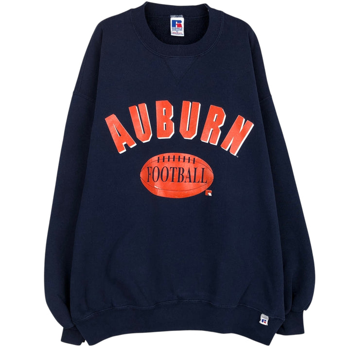 80s-90'S Russell College Sweatshirt, Made in USA, Men's XL equivalent, Crew Neck (Round Neck), Vintage. cotton navy blue type Vintage Second Hand