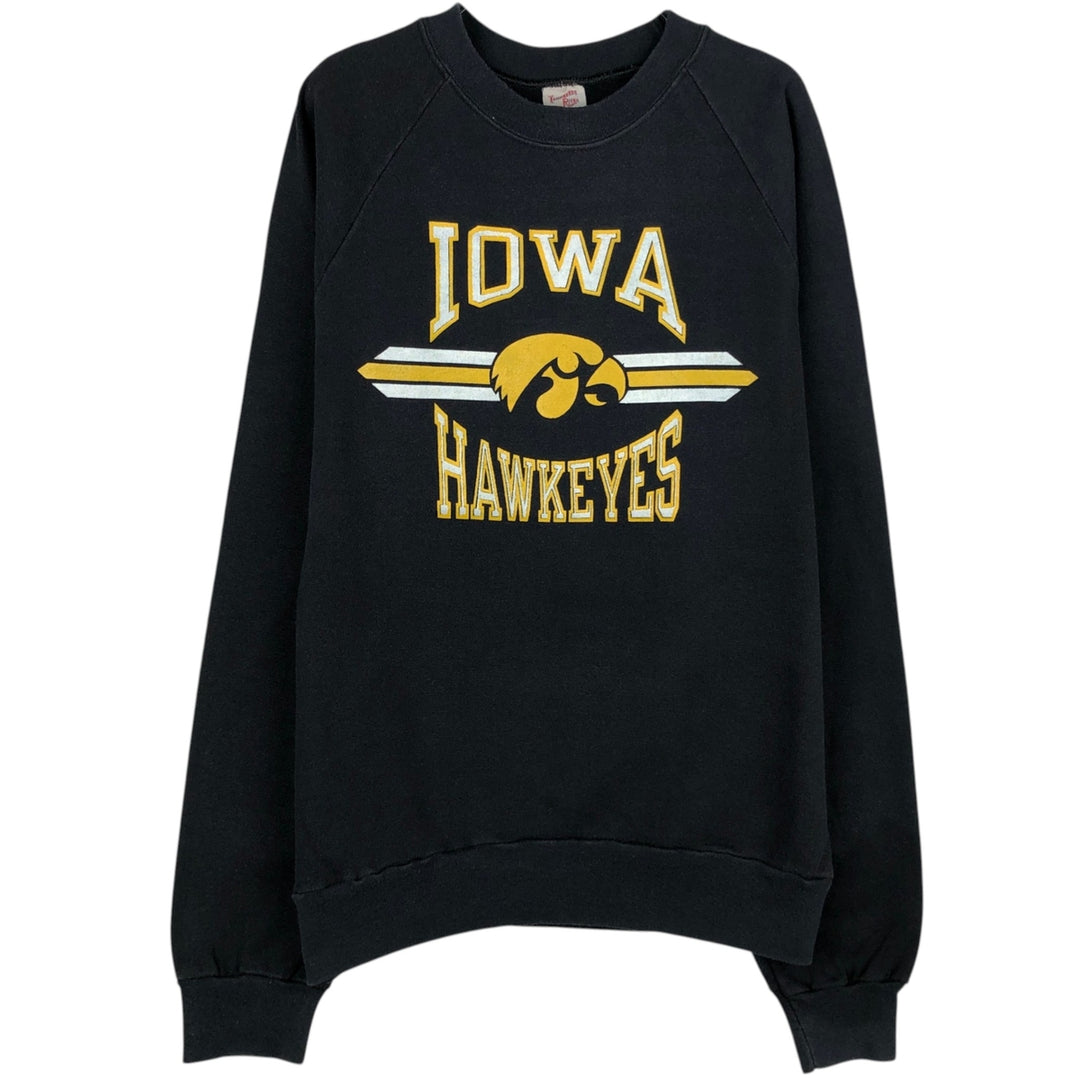 80'S Tennessee River University of Iowa Triple Print College Sweatshirt, Made in USA, Men's Size L (Equivalent), Vintage polyester black type Vintage Second Hand