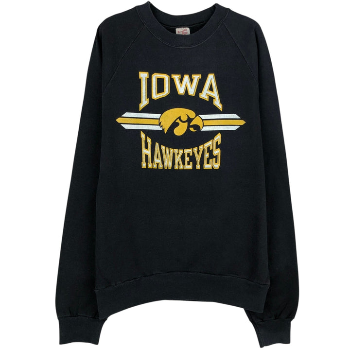 80'S Tennessee River University of Iowa Triple Print College Sweatshirt, Made in USA, Men's Size L (Equivalent), Vintage polyester black type Vintage Second Hand