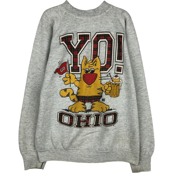 90'S Fruit of the Loom Ohio State University College Character Sweatshirt (Men's Size L) unclear gray type Vintage Second Hand