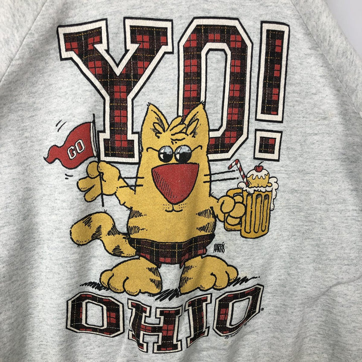 90'S Fruit of the Loom Ohio State University College Character Sweatshirt (Men's Size L) unclear gray type Vintage Second Hand