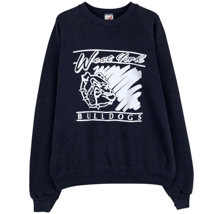 80s-90'S Jerzees College Sweatshirt, Made in USA, Men's XL, Vintage cotton navy blue type Vintage Second Hand