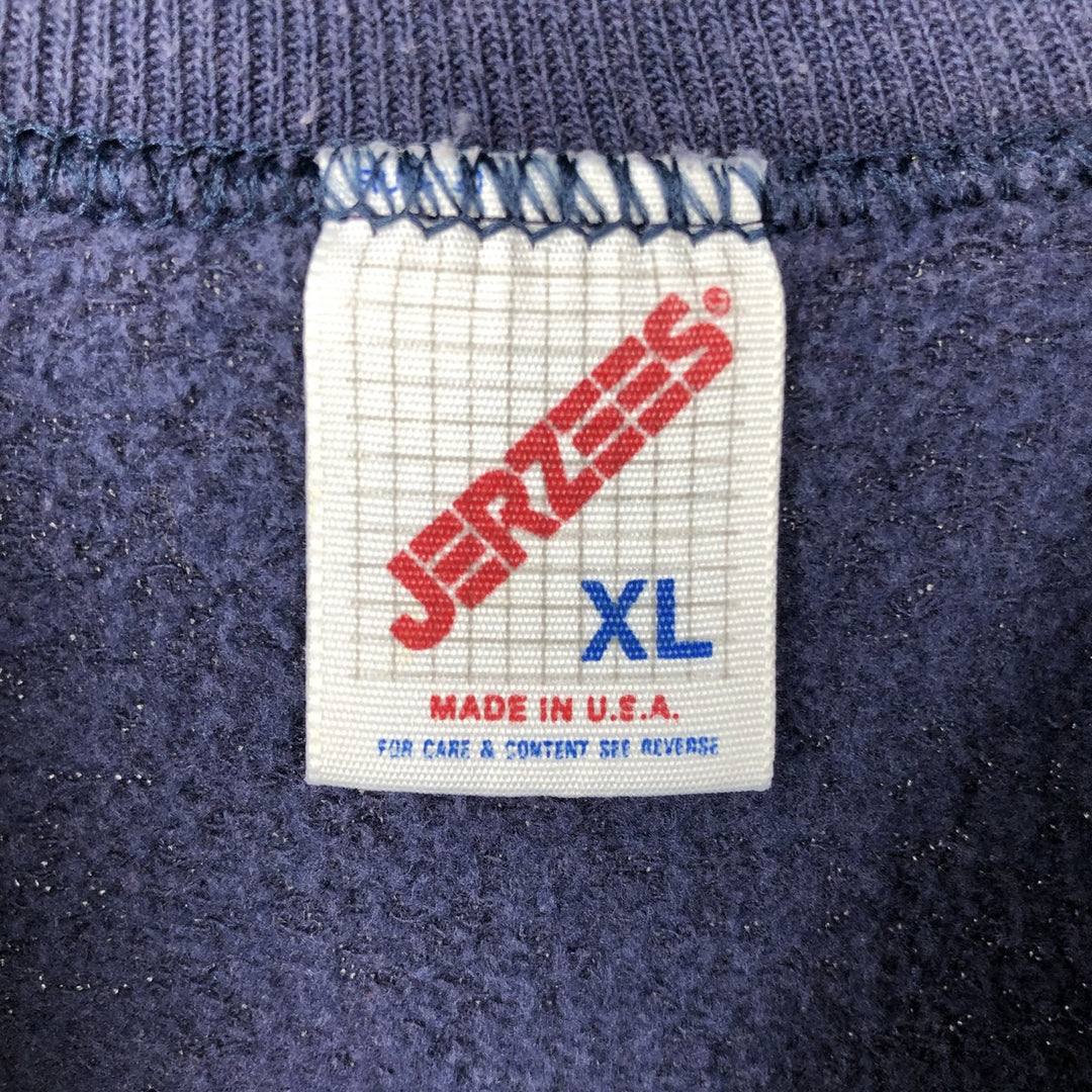 80s-90'S Jerzees College Sweatshirt, Made in USA, Men's XL, Vintage cotton navy blue type Vintage Second Hand