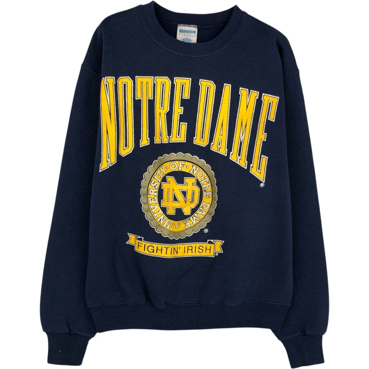 90'S Cheetah Notre Dame University Fighting Irish Triple Print College Sweatshirt, Made in USA cotton navy blue type Vintage Second Hand