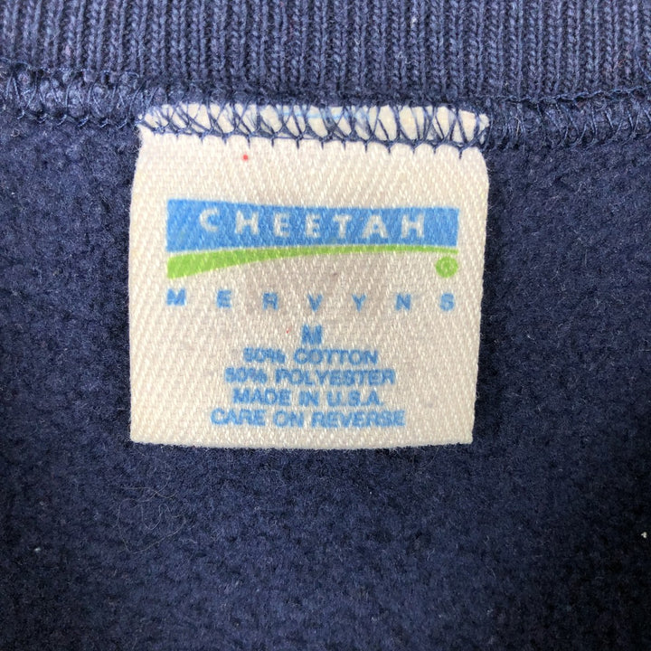 90'S Cheetah Notre Dame University Fighting Irish Triple Print College Sweatshirt, Made in USA cotton navy blue type Vintage Second Hand