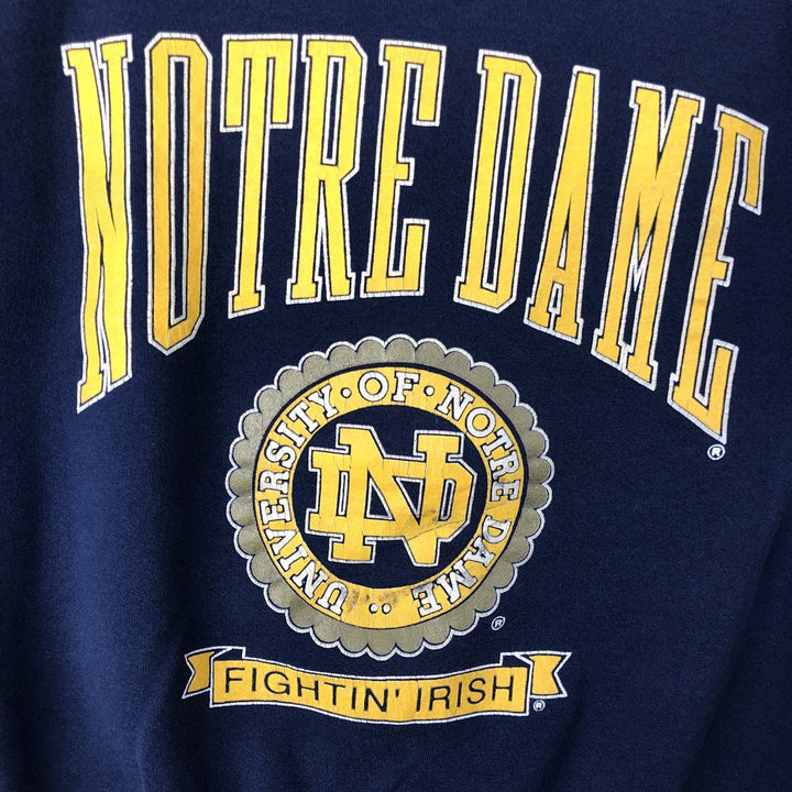 90'S Cheetah Notre Dame University Fighting Irish Triple Print College Sweatshirt, Made in USA cotton navy blue type Vintage Second Hand