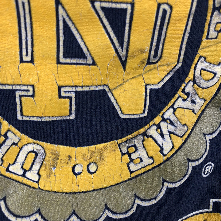 90'S Cheetah Notre Dame University Fighting Irish Triple Print College Sweatshirt, Made in USA cotton navy blue type Vintage Second Hand