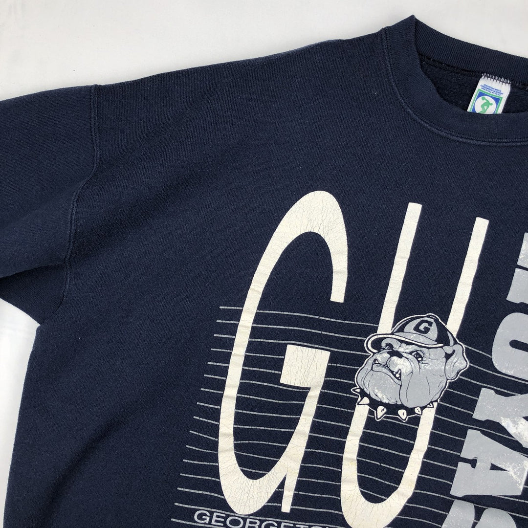 90'S Discus Athletic College Character Sweatshirt, Made in USA, Men's XL equivalent, Vintage cotton navy blue type Vintage Second Hand