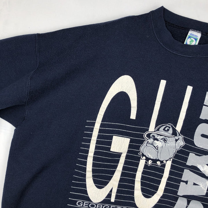 90'S Discus Athletic College Character Sweatshirt, Made in USA, Men's XL equivalent, Vintage cotton navy blue type Vintage Second Hand