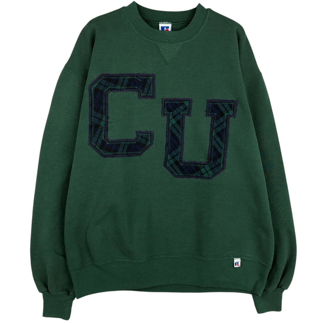 80s-90'S Russell sweatshirt, made in USA, men's size L equivalent, vintage. cotton Green type dark green Vintage Second Hand