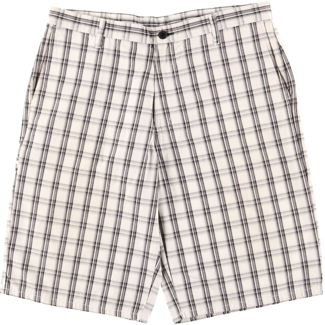 Dickies Check Pattern Work Shorts, Men's Size W37 (approx.) polyester pale white type Vintage Second Hand