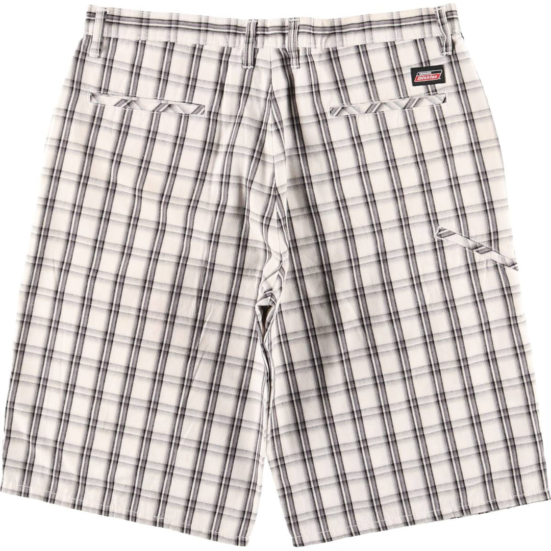 Dickies Check Pattern Work Shorts, Men's Size W37 (approx.) polyester pale white type Vintage Second Hand