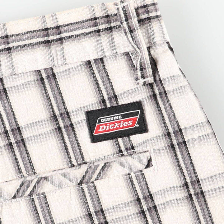 Dickies Check Pattern Work Shorts, Men's Size W37 (approx.) polyester pale white type Vintage Second Hand