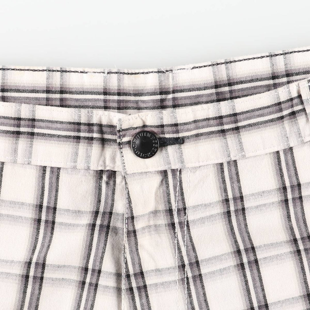 Dickies Check Pattern Work Shorts, Men's Size W37 (approx.) polyester pale white type Vintage Second Hand