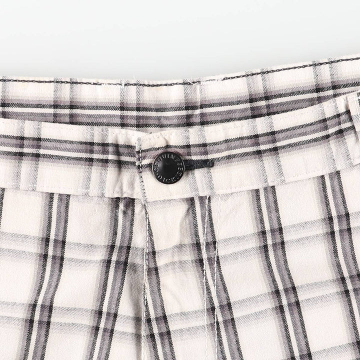 Dickies Check Pattern Work Shorts, Men's Size W37 (approx.) polyester pale white type Vintage Second Hand