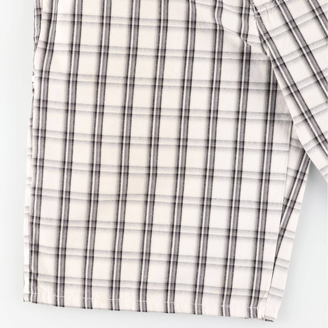 Dickies Check Pattern Work Shorts, Men's Size W37 (approx.) polyester pale white type Vintage Second Hand
