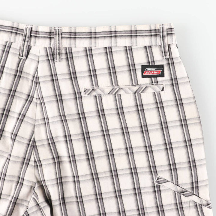 Dickies Check Pattern Work Shorts, Men's Size W37 (approx.) polyester pale white type Vintage Second Hand
