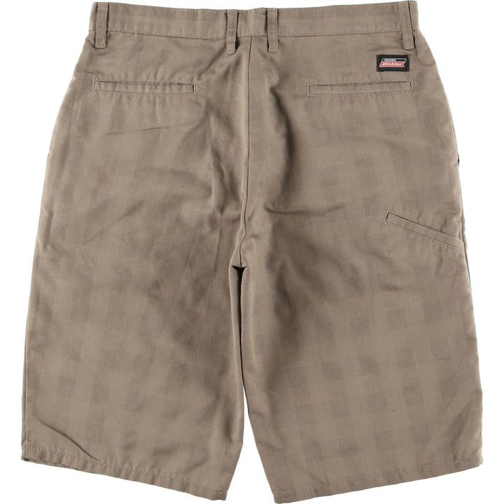 Dickies Check Pattern Work Shorts, Men's Size W34 polyester beige type brown Vintage Second Hand