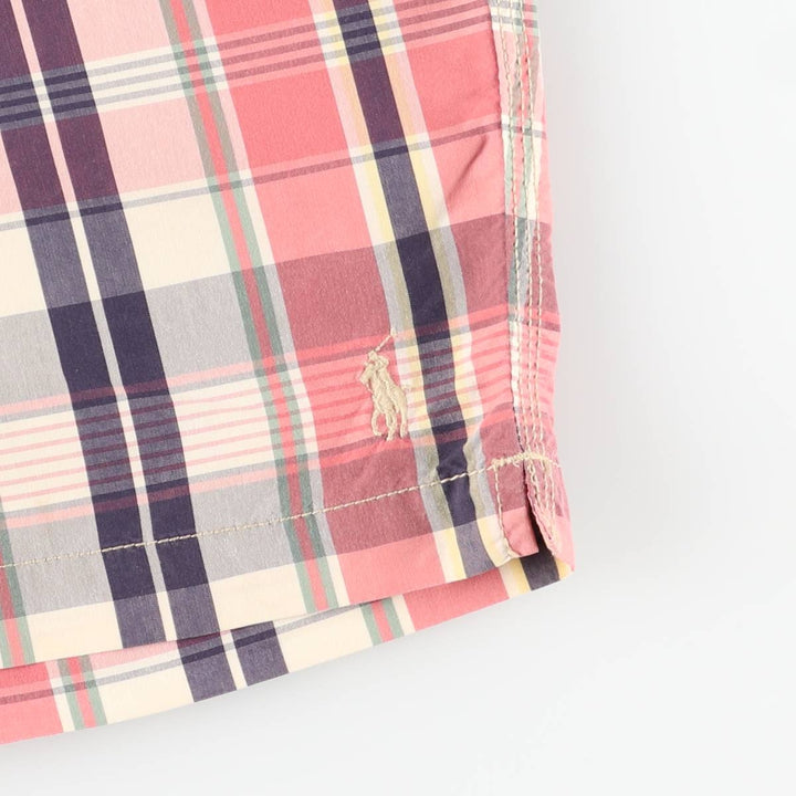 Ralph Lauren POLO by Ralph Lauren Check Pattern Swim Shorts (Men's Size M) cotton pink type Vintage Second Hand