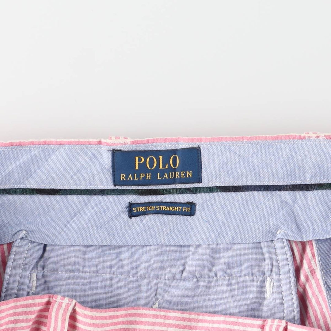Ralph Lauren POLO RALPH LAUREN Stripe Pattern Linen Shorts, Men's Size W34 (approx.) cotton pink type Vintage Second Hand