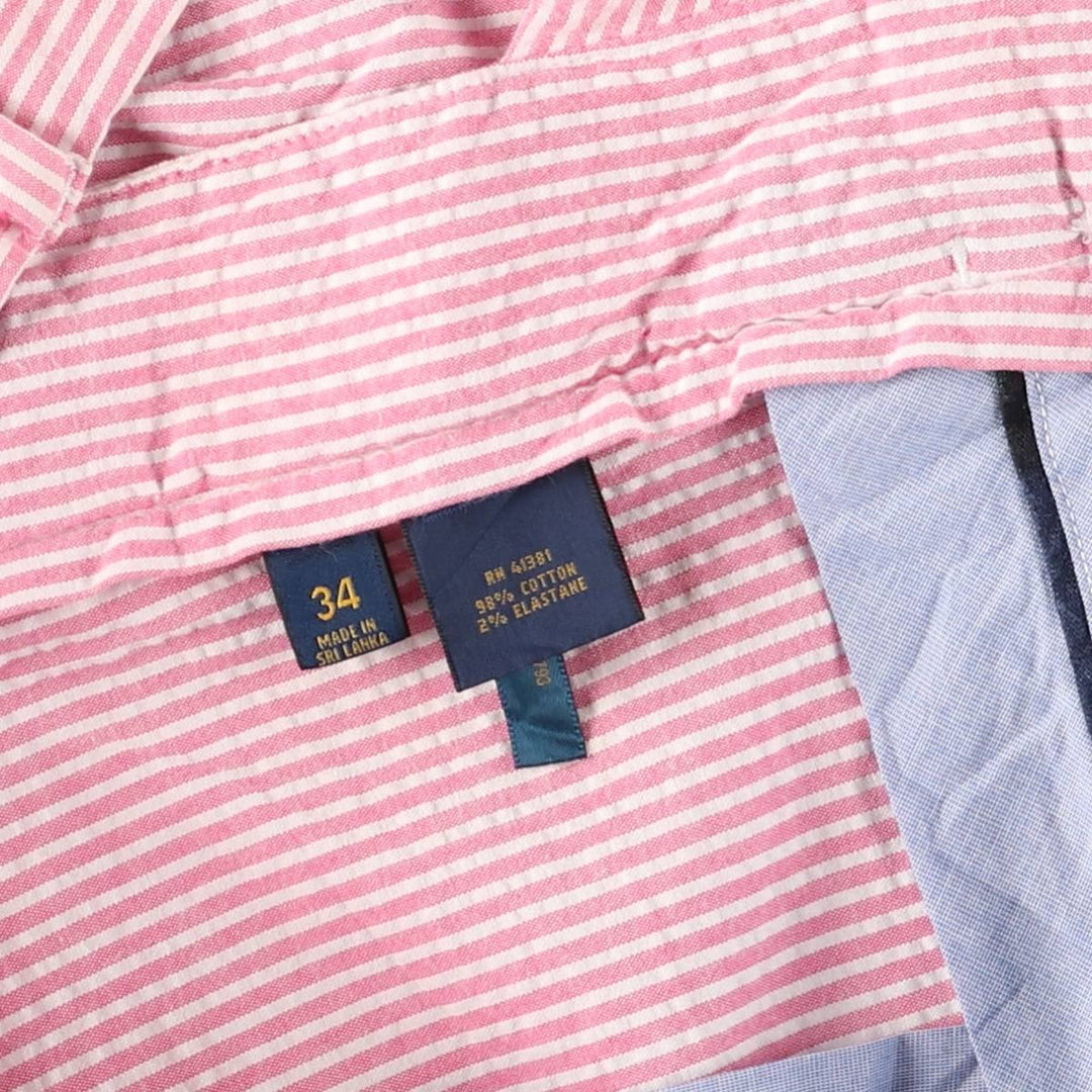 Ralph Lauren POLO RALPH LAUREN Stripe Pattern Linen Shorts, Men's Size W34 (approx.) cotton pink type Vintage Second Hand