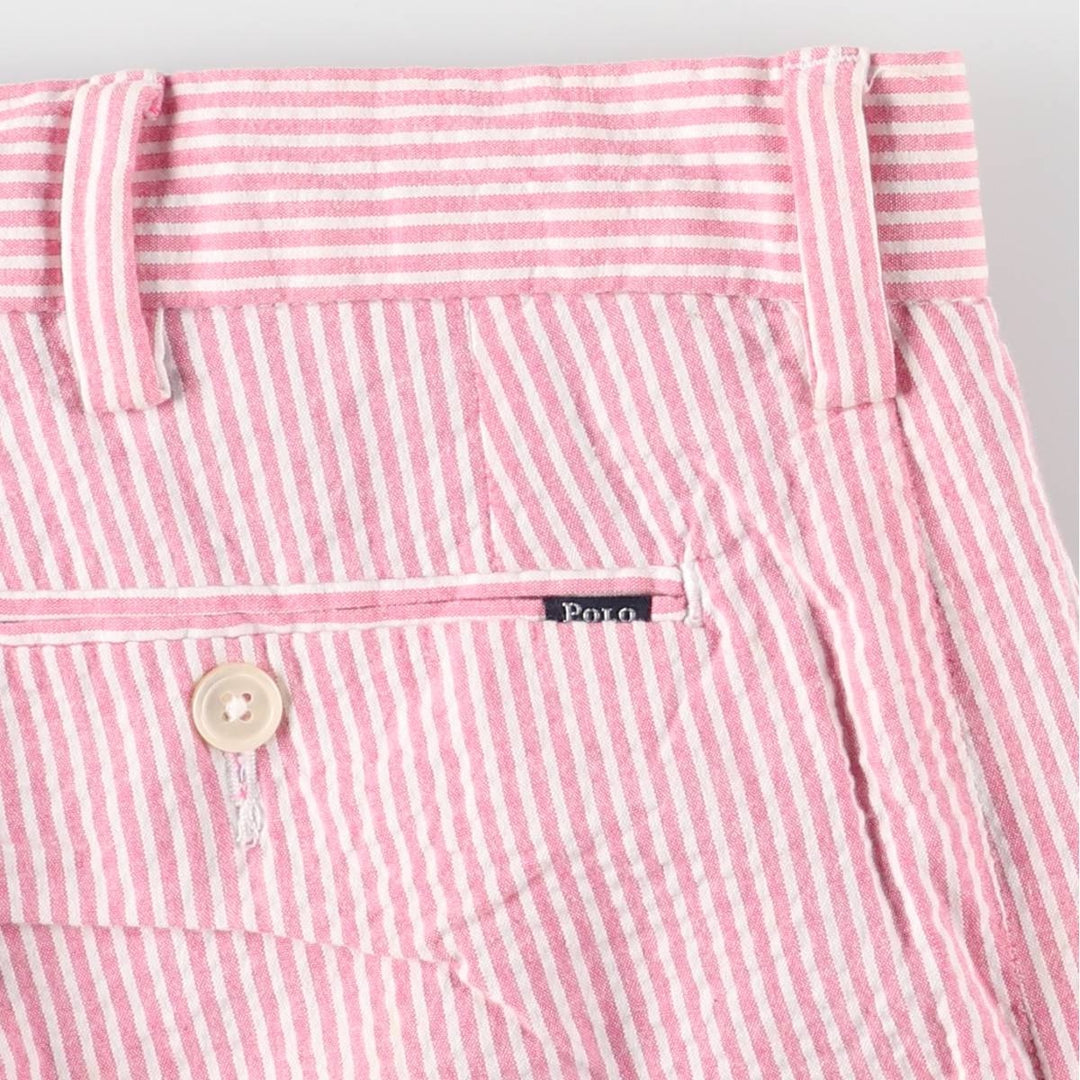 Ralph Lauren POLO RALPH LAUREN Stripe Pattern Linen Shorts, Men's Size W34 (approx.) cotton pink type Vintage Second Hand