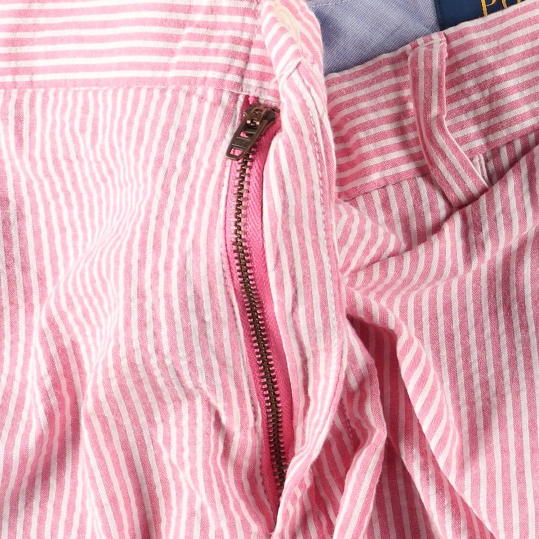 Ralph Lauren POLO RALPH LAUREN Stripe Pattern Linen Shorts, Men's Size W34 (approx.) cotton pink type Vintage Second Hand