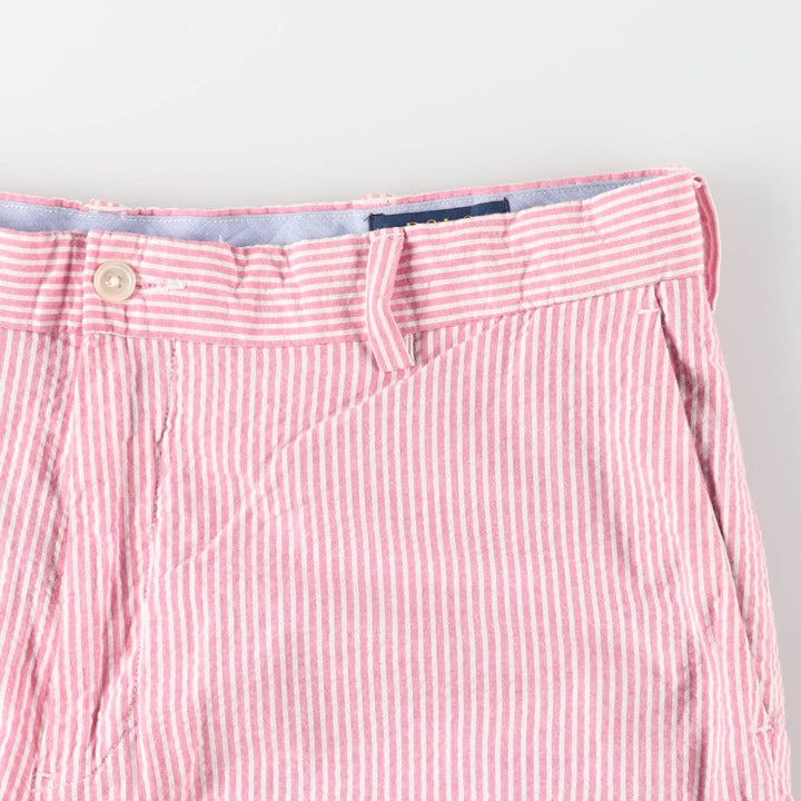 Ralph Lauren POLO RALPH LAUREN Stripe Pattern Linen Shorts, Men's Size W34 (approx.) cotton pink type Vintage Second Hand