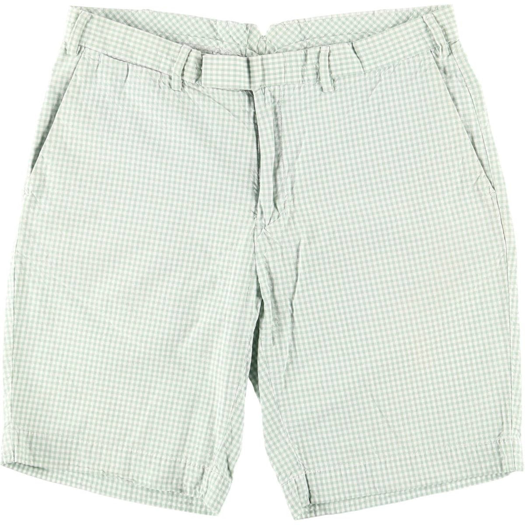 Ralph Lauren POLO by Ralph Lauren gingham check cotton shorts, men's size W34 (approx.) cotton Green type dark green Vintage Second Hand