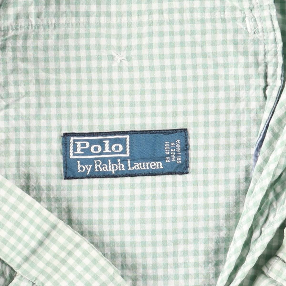 Ralph Lauren POLO by Ralph Lauren gingham check cotton shorts, men's size W34 (approx.) cotton Green type dark green Vintage Second Hand