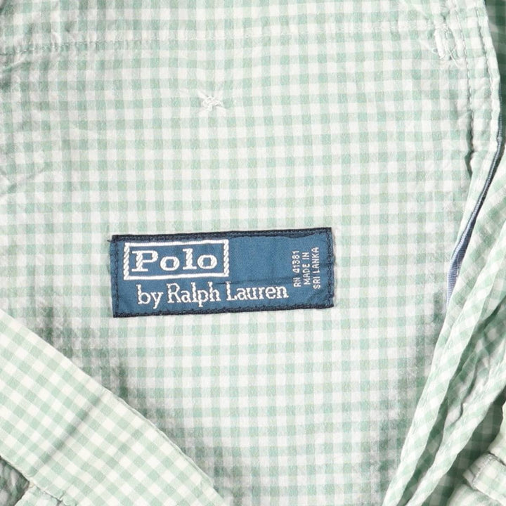 Ralph Lauren POLO by Ralph Lauren gingham check cotton shorts, men's size W34 (approx.) cotton Green type dark green Vintage Second Hand