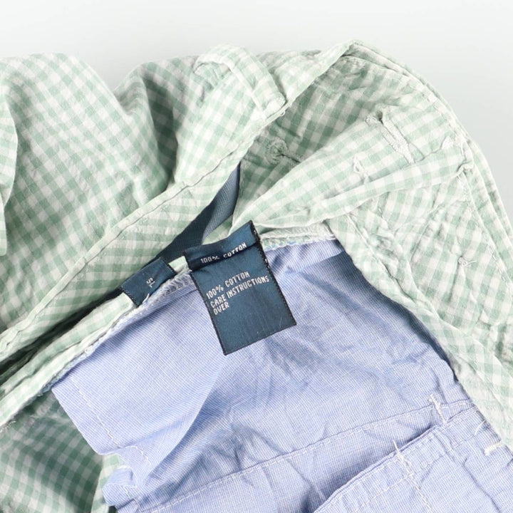 Ralph Lauren POLO by Ralph Lauren gingham check cotton shorts, men's size W34 (approx.) cotton Green type dark green Vintage Second Hand