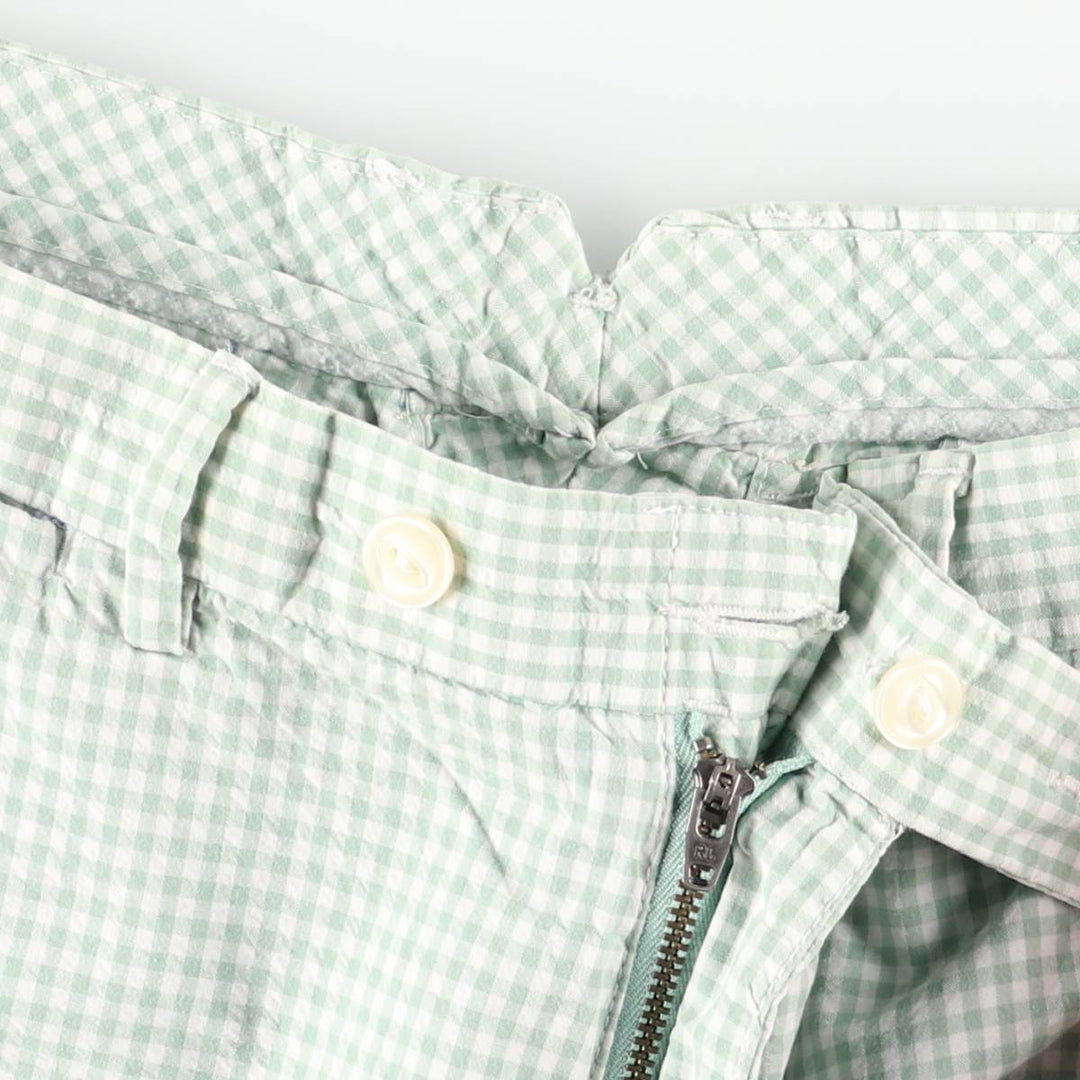 Ralph Lauren POLO by Ralph Lauren gingham check cotton shorts, men's size W34 (approx.) cotton Green type dark green Vintage Second Hand