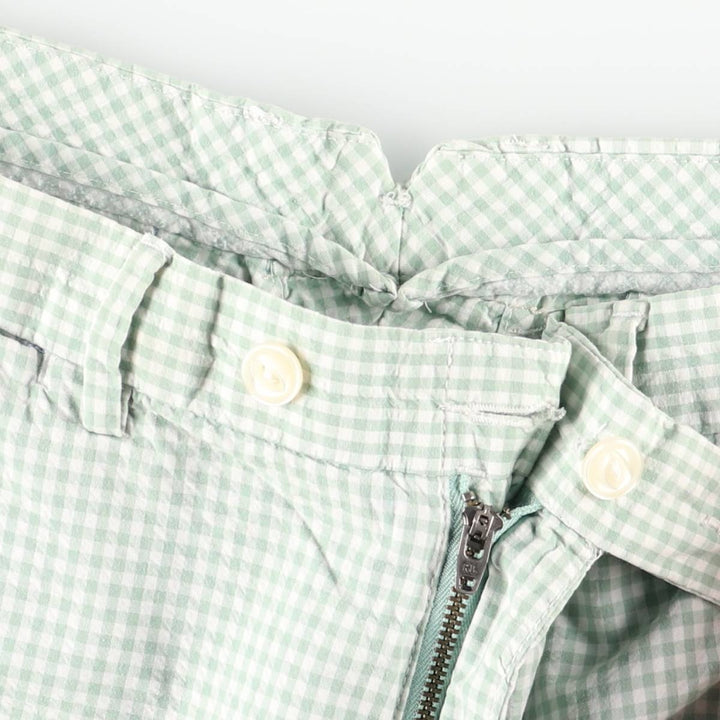 Ralph Lauren POLO by Ralph Lauren gingham check cotton shorts, men's size W34 (approx.) cotton Green type dark green Vintage Second Hand
