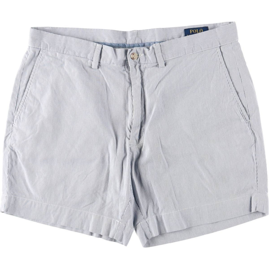 Ralph Lauren POLO RALPH LAUREN Stripe Pattern Cotton Shorts, Wide-leg Shorts, Men's Size W34 (approx.) cotton blue type Vintage Second Hand