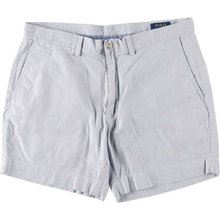 Ralph Lauren POLO RALPH LAUREN Stripe Pattern Cotton Shorts, Wide-leg Shorts, Men's Size W34 (approx.) cotton blue type Vintage Second Hand