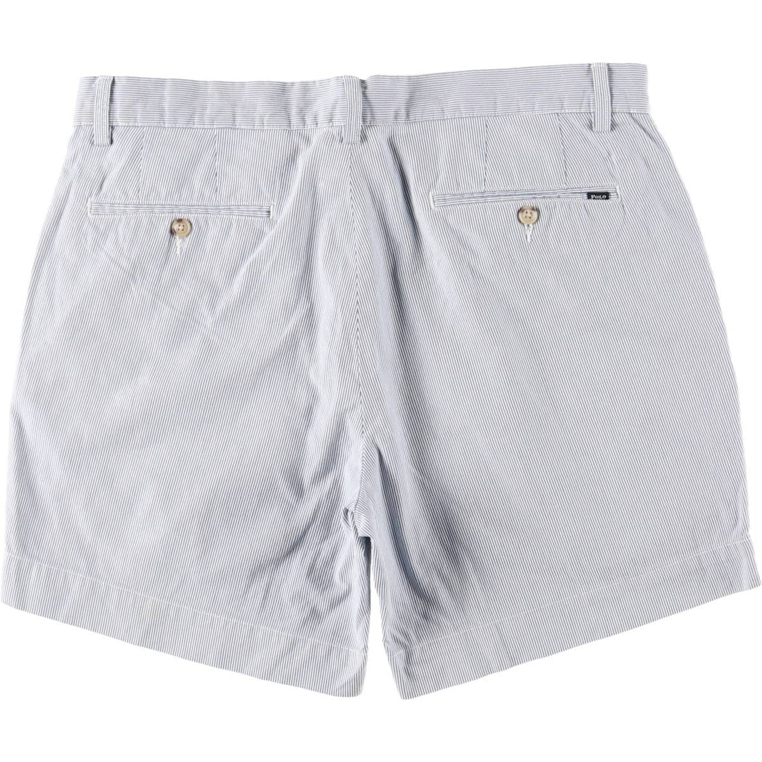 Ralph Lauren POLO RALPH LAUREN Stripe Pattern Cotton Shorts, Wide-leg Shorts, Men's Size W34 (approx.) cotton blue type Vintage Second Hand