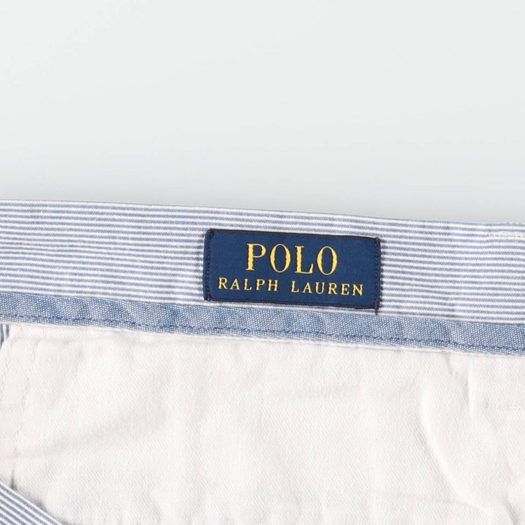 Ralph Lauren POLO RALPH LAUREN Stripe Pattern Cotton Shorts, Wide-leg Shorts, Men's Size W34 (approx.) cotton blue type Vintage Second Hand