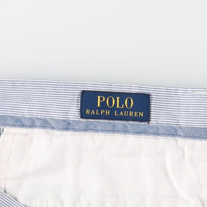 Ralph Lauren POLO RALPH LAUREN Stripe Pattern Cotton Shorts, Wide-leg Shorts, Men's Size W34 (approx.) cotton blue type Vintage Second Hand