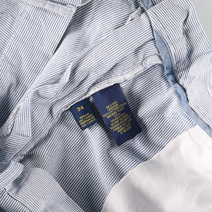 Ralph Lauren POLO RALPH LAUREN Stripe Pattern Cotton Shorts, Wide-leg Shorts, Men's Size W34 (approx.) cotton blue type Vintage Second Hand
