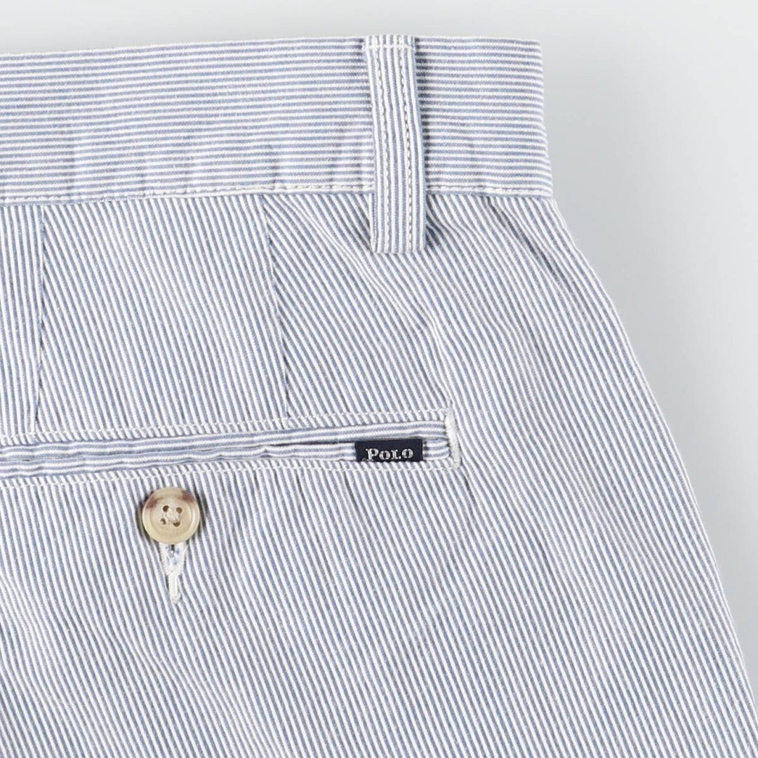 Ralph Lauren POLO RALPH LAUREN Stripe Pattern Cotton Shorts, Wide-leg Shorts, Men's Size W34 (approx.) cotton blue type Vintage Second Hand