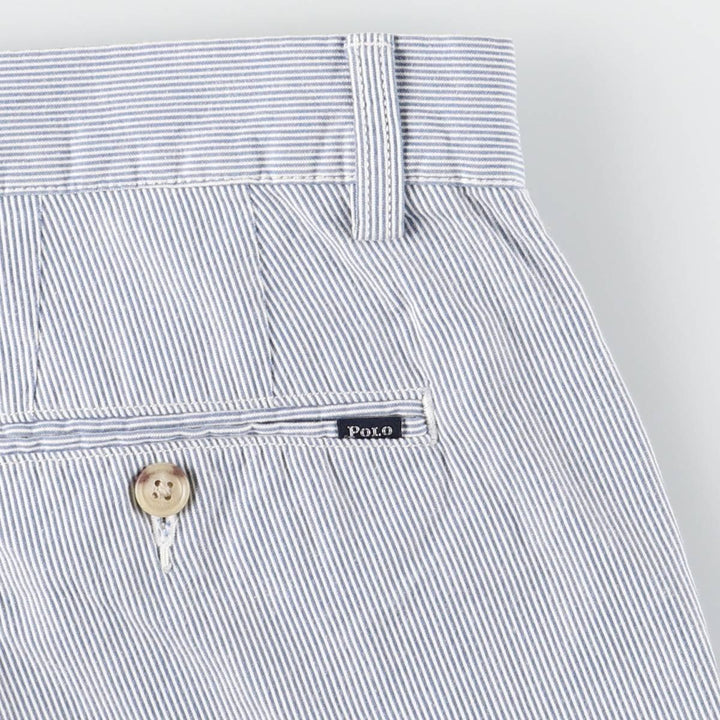 Ralph Lauren POLO RALPH LAUREN Stripe Pattern Cotton Shorts, Wide-leg Shorts, Men's Size W34 (approx.) cotton blue type Vintage Second Hand