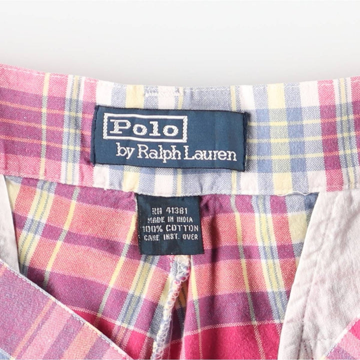 Ralph Lauren POLO by Ralph Lauren Check Pattern Patchwork Shorts Men's W30 (approx.) cotton red type Vintage Second Hand