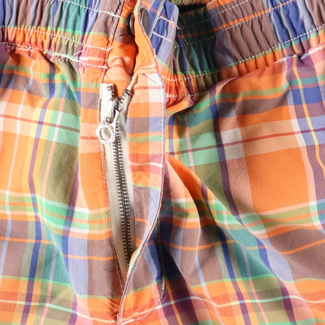 Ralph Lauren POLO by Ralph Lauren Check Pattern Swim Shorts (Men's Size M) cotton orange type Vintage Second Hand