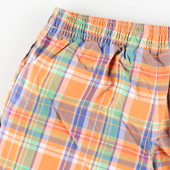 Ralph Lauren POLO by Ralph Lauren Check Pattern Swim Shorts (Men's Size M) cotton orange type Vintage Second Hand
